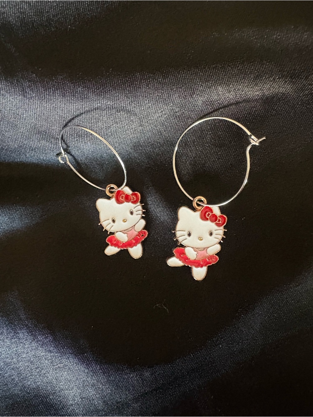 Hello Kitty Red Bow and Skirt Hoop Earrings